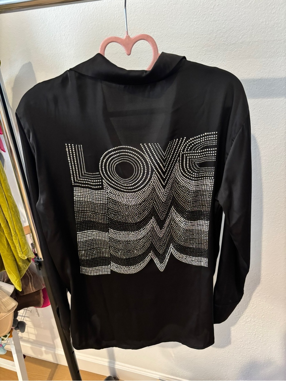 Moving Forward Long-Sleeve Shirt with Rhinestone 'LOVE' Back